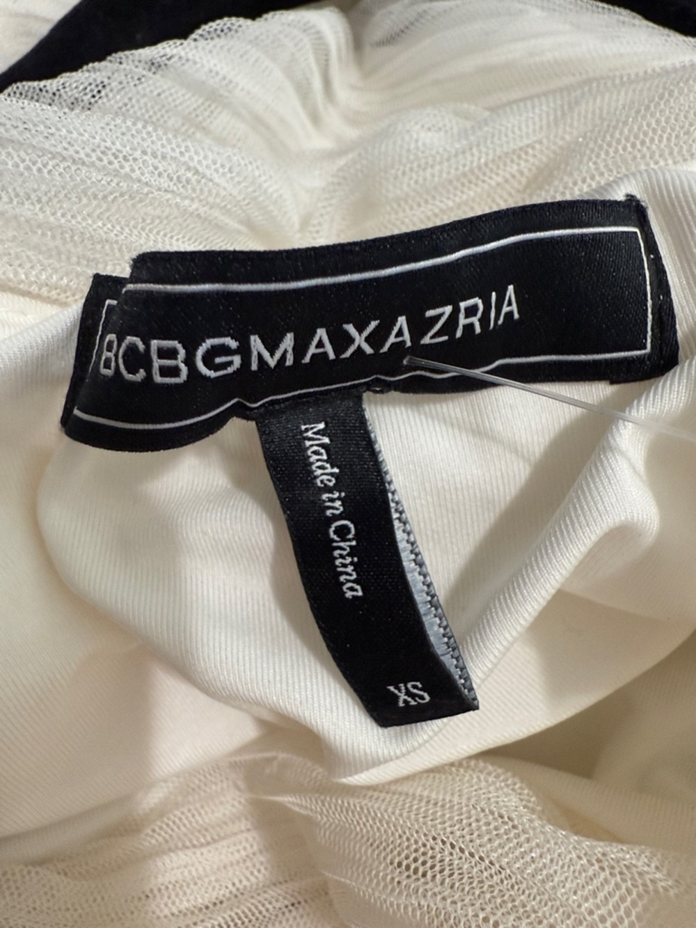 BCBG CREAM CRINKLE OFF SHOULDER TOP - Picture 6 of 8